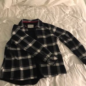 Black and white fleece flannel